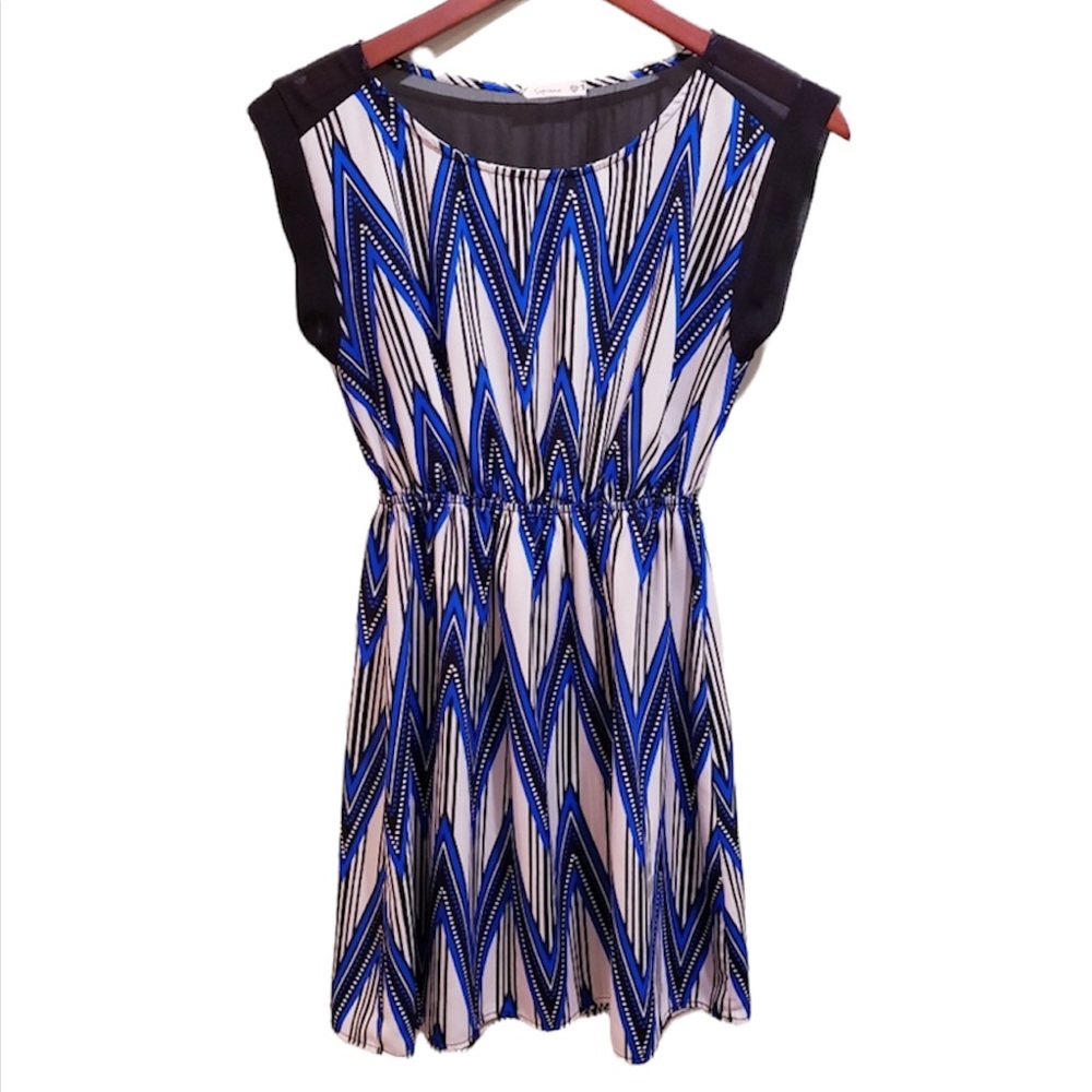 5/$25 SOPRANO chevron blue & black dress
